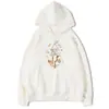 Sudadera con Capucha Estampada Coreana para Mujer Borgoña Engrosada Holgada Top Moderno Ins