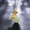 Collar de Calabaza de Alta Calidad Elegante Colgante de Jade Blanco Imitación Cadena para Clavícula de Mujer Celebridad de Internet Marca de Lujo Ligero Nicho Joyería Elegante