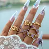 Joyería de Lujo Ligero Transfronteriza Europea y Americana Anillo de Amor de Diamante Púrpura de Ocho Piezas Anillo Multipieza con Forma de Corazón de Durazno y Serpiente
