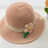 Sombrero de Paja Fresco y Dulce con Adorno de Encaje para Niñas, Primavera y Verano, para Vacaciones en la Costa, Transpirable, Protección Solar UV