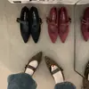 Zapatos de Mujer Mary Jane Únicos con Tacón de Cuña Color Café y Punta Fina Otoño 2026 Ante Zapatos de Abuela para el Trabajo Nocturno