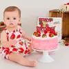 Amazon Topper para Pastel de Cumpleaños Flor Blanca de Fresa Primer Cumpleaños de Bebé Niña Decoración de Pastel Feliz Cumpleaños Inserto