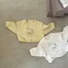 Camiseta de Algodón Estilo Ins de Dibujos Animados de Manga Larga para Primavera y Otoño para Niños y Niñas, Top Casual Versátil de Animalitos Bebé, Suave para Bebés y Niños Pequeños