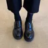 Primer Encuentro con los Zapatos de Cuero para Mujer Silent Commuter, Estilo Vintage, Cierre de Velcro, Mocasines sin Cordones, Zapatos Cerrados de Suela Gruesa