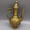 Artesanato de latão antigo e velho para atacado, ornamentos de cantil auspiciosos de dragão e fênix, ornamentos de bronze para casa