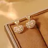 Pendientes Populares de Plata S925 con Forma de Corazón Estilo Coreano Perla Circonita Pendientes de Moda para el Trabajo Pendientes Pequeños Exquisitos Versátiles