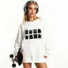 Moletom de Algodão Pesado para Casais, Corte Amplo, Gola Redonda, Pulôver sem Capuz, Versátil, Quente, Blusa Estampada para Outono e Inverno