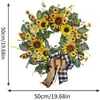 Guirlanda de Girassol Artificial com Laço Transfronteiriça Amazon Flores Artificiais Decoração de Primavera e Verão Pendente de Porta Parede Pendente de Parede