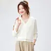 Top de Lã com Babados e Mangas Longas Estiloso e Doce, Cardigã de Tricô Estilo Chanel para Mulheres - Lançamento Primavera 2026