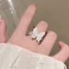 Anel de Borboleta com Cor Gradual Estilo Coreano Feminino Doce Versátil Elegante Anel de Dedo Aberto Diamante Elegante Acessórios Dopamina