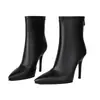 35-41 Outono/Inverno Botas Femininas Bico Fino Baixas Sola Macia de Borracha Zíper Traseiro Transfronteiriças Tamanho Grande Cor Sólida Botas Martin