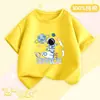 Camiseta Infantil de Manga Curta para Meninos Verão 2026 Novo Estilo Top 100% Algodão para Crianças Pequenas e Médias, Respirável e Estilosa Estampa de Desenho Animado Camiseta de Bebê