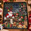 Manta de Graffiti Navideña de Venta Caliente Transfronteriza Manta con Pintura de Papá Noel Manta de Doble Capa Engrosada de Franela y Forro Polar DIY