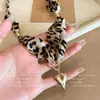 Collar Vintage de Chica Hot con Estampado de Leopardo para Mujer al por Mayor Y2K Dulce Fresco Moda Versátil Personalidad Colgante de Corazón Cadena para la Clavícula Cadena para el Cuello