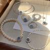 Collar Fresco Azul Aguamarina Sentido de la Moda Personalidad Elegante Cadena Clavicular Plateada en Plata S925 Cadena para el Cuello Ins
