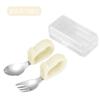 Cuchara de silicona portátil para niños de acero inoxidable 304# Tenedor bebé mango corto entrenamiento alimento complementario autoalimentación cuchara tenedor
