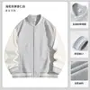Chamarra de béisbol para hombre con hebilla metálica de cremallera, chamarra con cuello alto y bloques de color, chamarra casual de primavera y otoño para parejas, chamarra de marca moderna personalizada