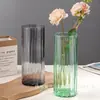 Jarrón de Vidrio de Sodio-Calcio Personalizado Transfronterizo, Frasco de Vidrio para Almacenamiento, Decoración de Sala de Estar de Estilo Recto de Lujo Ligero, Jarrón para Flores Cultivadas en Agua
