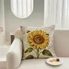 Funda de Almohada de Girasol, Extraíble y Lavable, Decoración del Hogar, Funda Cuadrada para Cojín de Sofá, Transfronterizo