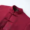 Traje Tang para hombre de mediana edad y ancianos, chaqueta para primavera, otoño e invierno, traje acolchado de algodón con terciopelo para celebración de cumpleaños de padre, persona mayor, atuendo de boda