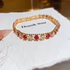 Pulsera de Zirconia con Costuras de Diamante Chapada en Oro Real Pulsera Dulce de Nicho con Temperamento Pulsera Joker Estilo Coreano para el Trabajo al por Mayor