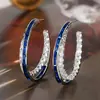Pendientes Cao Shi Estilo Europeo y Americano de Lujo Ligero Transfronterizos con Diseño Único, Pendientes de Aro Grandes Exagerados en Forma de C de Personalidad con Circonita