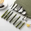Conjunto de Talheres Ocidentais em Aço Inoxidável 304 Estilo Francês, Faca e Garfo de Bife de Acrílico de Bambu de Alta Qualidade, Faca e Garfo Ocidentais Domésticos