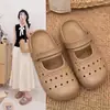 Bolsa de Viaje para el Trabajo Zapatos Perforados Mujer Verano Hogar Estilo Retro Marrón Suela Gruesa Antideslizante Huecos Sandalias Estilo Juvenil