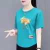 Estoque Excedente de Comércio Exterior Transfronteiriço, Marca Grande, Estilo Antigo, Estilo Chinês, Camiseta de Manga Curta para Mulheres, Caimento Solto, Novo Estilo Chinês, Roupa Externa, Camiseta Básica