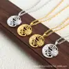 Collar para Mujer Transfronterizo Nuevo Sol y Luna Combinados con Placa Redonda Europeo y Americano Incrustado con Pedrería Colgante Hueco Cadena para Clavícula Joyería