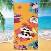 Toalha de banho de secagem rápida infantil de grandes dimensões Giz de cera Pequena nova toalha de praia Microfibra Velo de dupla face Toalha de praia com impressão digital