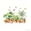 Xinuo JDT-A743 Calcomanía de Pared de Planta Tropical Acuarela Fresca Calcomanía de Ventana de Mariposa Monstera Calcomanía Decorativa para Vidrio de Cocina