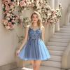 Vestido de Noche con Tirante Azul Amazon Nuevo Vestido Corto de Cuello en V Vestido para Fiesta de Cumpleaños Fiesta de Graduación Mujeres Venta al por Mayor