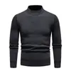 Comercio Exterior Nuevo Suéter para Hombre Otoño e Invierno con forro polar Cuello Medio Alto Suéter Tejido Mediana Edad y Joven Jersey Camiseta Base Suéter