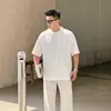 Camiseta de Manga Corta Desestructurada Estilo Americano para Hombre, Marca de Verano de Moda con Diseño de Corte 3D, Estilo High Street, Cuello Redondo, Top de Media Manga