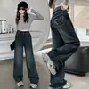 Calça Jeans Feminina Primavera e Outono 2025 Novo Estilo Calça Infantil Calça Wide Leg para Crianças Maiores Outono Reta Solta Longa