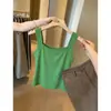 Deslumbrante regata verde de gola quadrada para mulheres na Tailândia, perfeita para o verão, modeladora e estilosa, pode ser usada como camada interna ou externa, top sem mangas