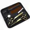 Set de Tijeras de Peluquería Coloridas Personalizadas de 6.0 pulgadas (Tijeras Rectas + Tijeras Entresacadoras + Bolsa + Aceite de Mantenimiento + Peine Ajustable)