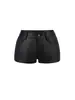 Tk171 Nuevos Shorts Negros de Piel Sintética para Mujer, Tiro Bajo, Corte Ajustado, Favorecedores, Estilo Chica Caliente, Versátiles, Sexy Estilo Biker