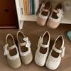 Sapatilhas Francesas Retro Versáteis de Salto Baixo Grosso para Mulheres Verão 2025 Novo Estilo com Saia Sapatos Mary Jane de Solado Macio com Fundo Alto