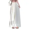 Calça Casual de Lantejoulas Brilhantes para Mulheres, Calça Saia Wide Leg com Efeito Drapeado, Cintura Alta, Emagrecedora, Caimento Solto, Comprimento no Chão, Sem Amassar