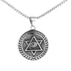 Nuevo colgante retro de acero inoxidable personalizado Ojo que todo lo ve masónico estrella de seis puntas colgante collar redondo para hombre