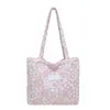 Bolsa de mano acolchada de algodón con estampado de dibujos animados, bolso de hombro para mujer, bolso de mano de lona de gran capacidad