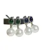 Pendientes Versa de Perla Gema Lágrimas de Sirena Antigua para Mujer con Cuentas Tahití Flor Corindón Azul Circonita