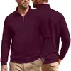 Estación Independiente Transfronteriza Estilo Americano para Hombre Textura Diamante Jacquard Media Cremallera Solapa Manga Larga Tirador de Cuero Sudadera Casual