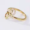 Buen temperamento de ojos brillantes a juego anillo de doble diamante simple y generoso joyería para mujer Venta al por mayor