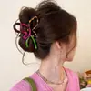 Lindo y elegante pinza de tiburón con forma de lazo, pinza para el pelo de moda con diseño floral, accesorio simple para peinados recogidos a medias