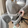 Pantalones de chándal grises para mujer Primavera y Otoño 2025 Nuevos de Cintura Alta Pierna Recta Forrados de Felpa Pantalones de Chándal Banana Casual Otoño e Invierno Pantalones de Pierna Ancha