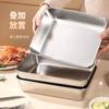Plato toalla de acero inoxidable con tapa plato cuadrado bandeja plato cuadrado japonés bandeja para platos refrigerador crisper caja de almacenamiento de cocina