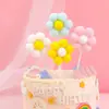 Decoración de pastel de flores enchufe bola tridimensional bola de algodón de colores arreglo de tarjeta de girasol mesa de postres de repostería de cumpleaños